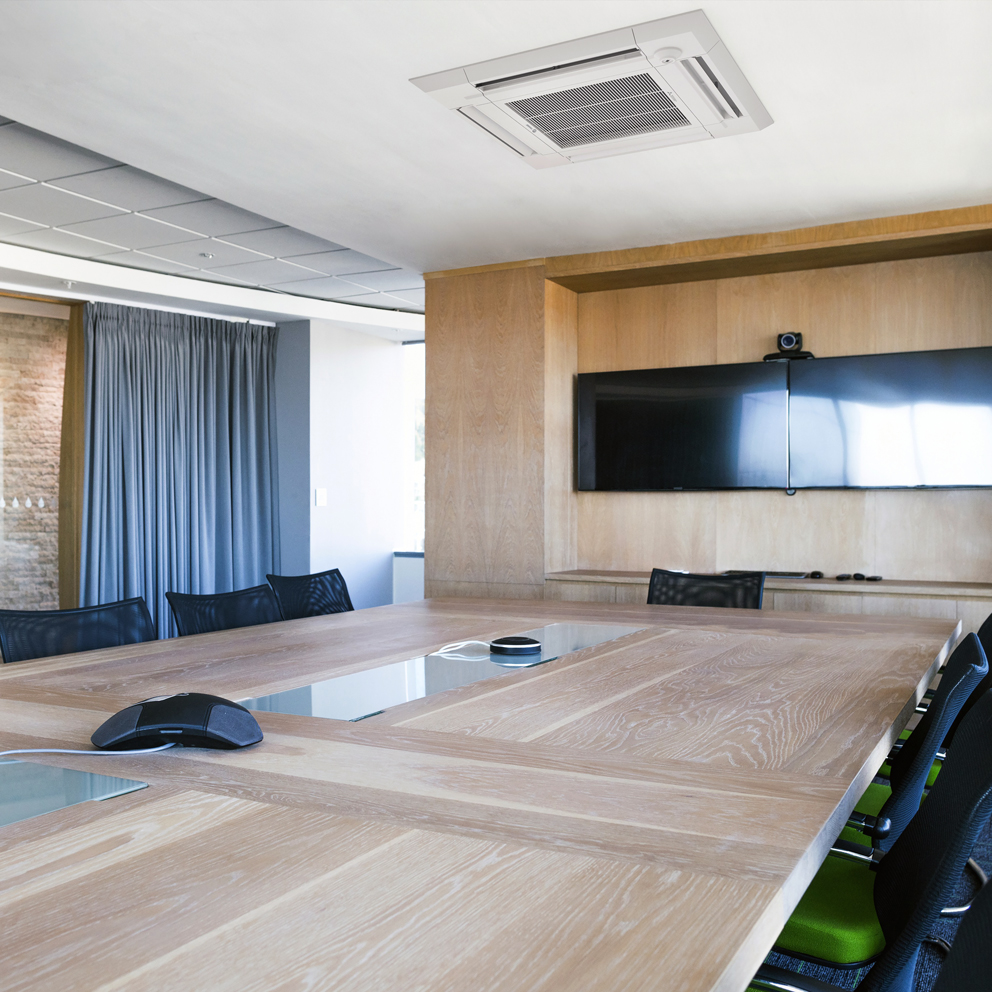 Conference room with 4-way ceiling cassette